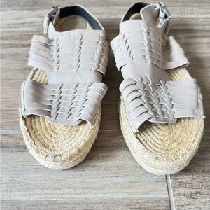 Rebecca Minkoff Gabriel Women's Beige Leather Woven Espadrille Sandals. Size 8.
